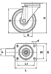 Zwaarlast zwenkwiel - rubberen band op aluminium velg Zwaarlast zwenkwiel - rubberen band op aluminium velg